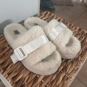 UGG Cream Fluffy Slide Slippers